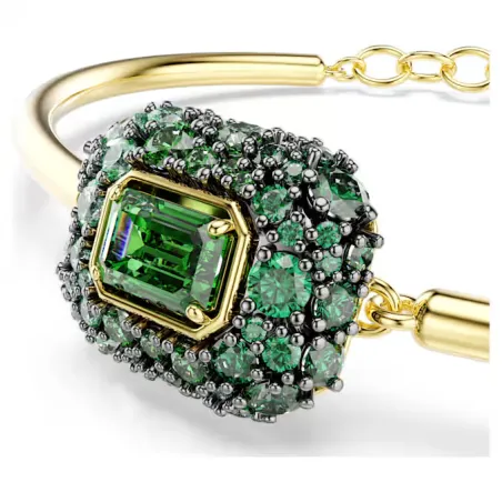 Bracciale Dorato Rigido Sublima, Verde, Taglio Ottagonale Donna Swarovski